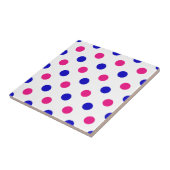 White Pink Blue Polka Dot Pattern タイル (側面)