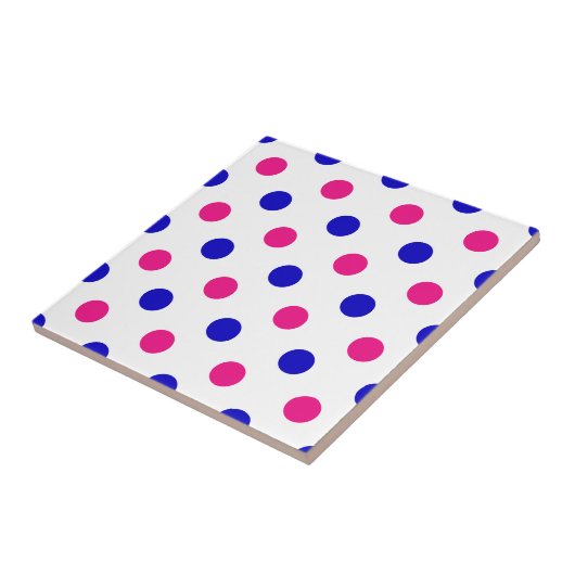 White Pink Blue Polka Dot Pattern タイル (側面)