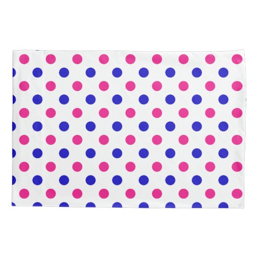 White Pink Blue Polka Dot Pattern 枕カバー (裏面)