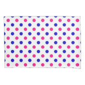White Pink Blue Polka Dot Pattern 枕カバー (正面)