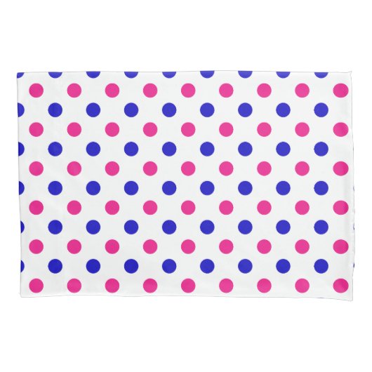 White Pink Blue Polka Dot Pattern 枕カバー (正面)