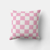 White & Pink Checkerboard Pattern Throw Pillow クッション (裏面)