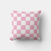 White & Pink Checkerboard Pattern Throw Pillow クッション (正面)