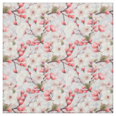 White & Pink Cherry Blossom Watercolor Fabric ファブリック (見本)