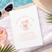 White Pink Cocktail Bridal Shower Bow 招待状