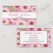 White Pink Daisy Floral 名刺 (正面/裏面)