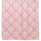 White & Pink Floral Damasks Pattern シャワーカーテン (正面)