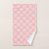 White & Pink Floral Damasks Pattern バスタオルセット (ハンドタオル)