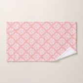 White & Pink Floral Damasks Pattern バスタオルセット (ハンドタオル)