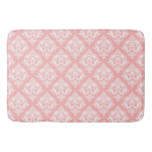 White & Pink Floral Damasks Pattern バスマット (正面)