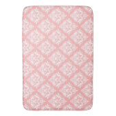White & Pink Floral Damasks Pattern バスマット (正面縦)