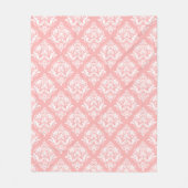 White & Pink Floral Damasks Pattern フリースブランケット (正面)