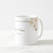 White Pink Floral Frame Green Modern Wedding Party コーヒーマグカップ (正面右)