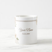 White Pink Floral Frame Green Modern Wedding Party コーヒーマグカップ (中央)