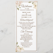 White Pink Floral Frame Greenery Modern Wedding プログラム (正面)