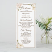 White Pink Floral Frame Greenery Modern Wedding プログラム (スタンド正面)