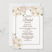 White Pink Floral Frame Modern Bridal Shower Party 招待状 (正面)