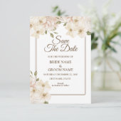 White Pink Floral Frame Modern Wedding セーブザデート (スタンド正面)