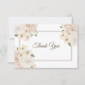 White Pink Floral Frame Modern Wedding Party サンキューカード (正面)