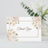 White Pink Floral Frame Modern Wedding Party サンキューカード (スタンド正面)