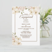 White Pink Floral Greenery Modern Engagement Party 招待状 (スタンド正面)