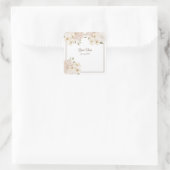 White Pink Floral Greenery Modern Wedding Party スクエアシール (バッグ)