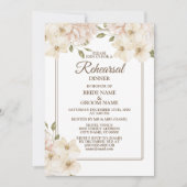 White Pink Floral Modern Wedding Rehearsal Dinner  招待状 (正面)