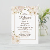 White Pink Floral Modern Wedding Rehearsal Dinner  招待状 (スタンド正面)