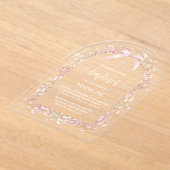 white pink flowers Baptism アクリル招待状 (レイダウン)