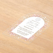 white pink flowers First Holy Communion アクリル招待状 (レイダウン)