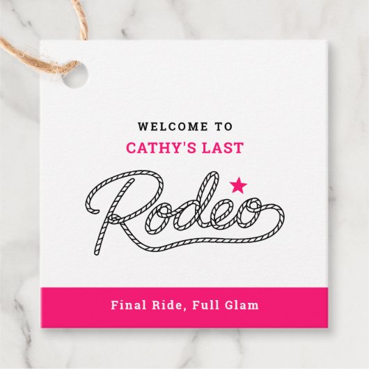 White Pink Last Rodeo バチェラー・パーティー フェイバータグ (正面)