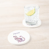 White Pink Purple Hearts Floral Cat Birthday コースター (側面)