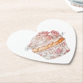 White Pink Roses Floral Cupcake Bridal Shower ペーパーコースター (アングル)