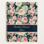 White & Pink Roses with Quote Personalized Planner プランナー手帳 (正面)