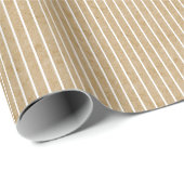 White Pinstripes Faux Rustic Tan Kraft Paper Look ラッピングペーパー (ロールコーナー)