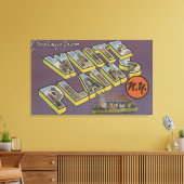 White Plains, New York - Large Letter Scenes キャンバスプリント (インサイチュ (リビング))