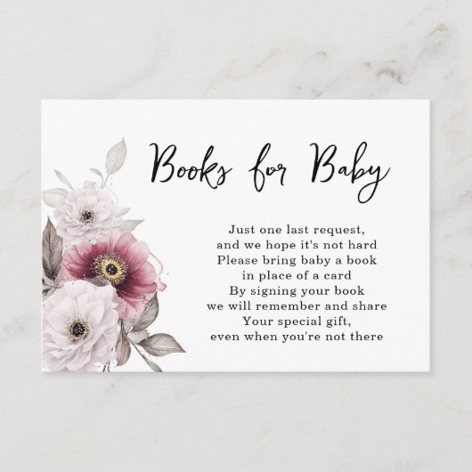 White Plum Floral Books for Baby Shower  エンクロージャーカード (正面)