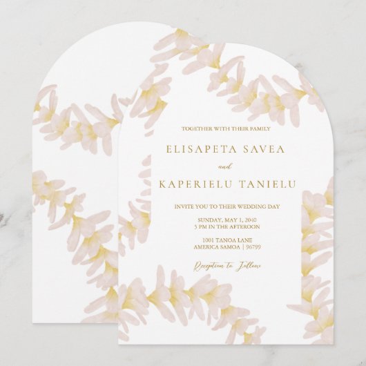 White Plumeria Invitation 招待状 (正面/裏面)