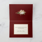 White Poinsettia, Greenery書道金ゴールド写真 シーズンカード (内部)