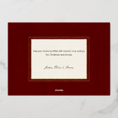 White Poinsettia, Greenery書道金ゴールド写真 箔シーズンカード (裏面)