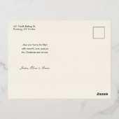 White Poinsettia, Greenery書道金ゴールド写真 箔シーズンポストカード (裏面)