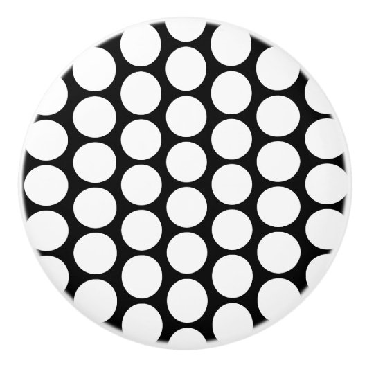 White Polka Dot Design セラミックノブ (正面)