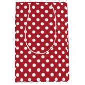 White Polka Dot on Red Gift Bag ミディアムペーパーバッグ (正面)