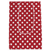 White Polka Dot on Red Gift Bag ミディアムペーパーバッグ (裏面)