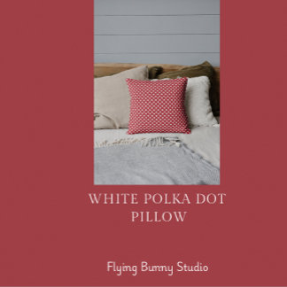 White Polka Dot On Red Throw Pillow クッション