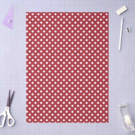White Polka Dot On Red Tissue Paper 薄葉紙 (クラフト)