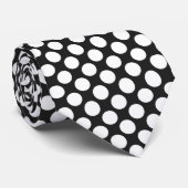 White Polka Dots on Black Custom Necktie ネクタイ (ロール)