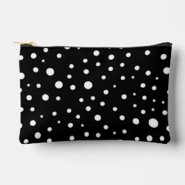 White Polka Dots on Black Small アクセサリーポーチ
