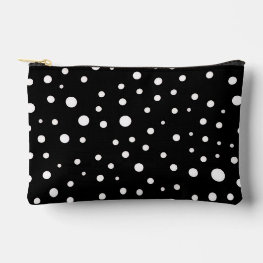 White Polka Dots on Black Small アクセサリーポーチ (正面)
