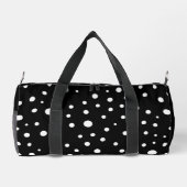 White Polka Dots on Black Small ダッフルバッグ (裏面)